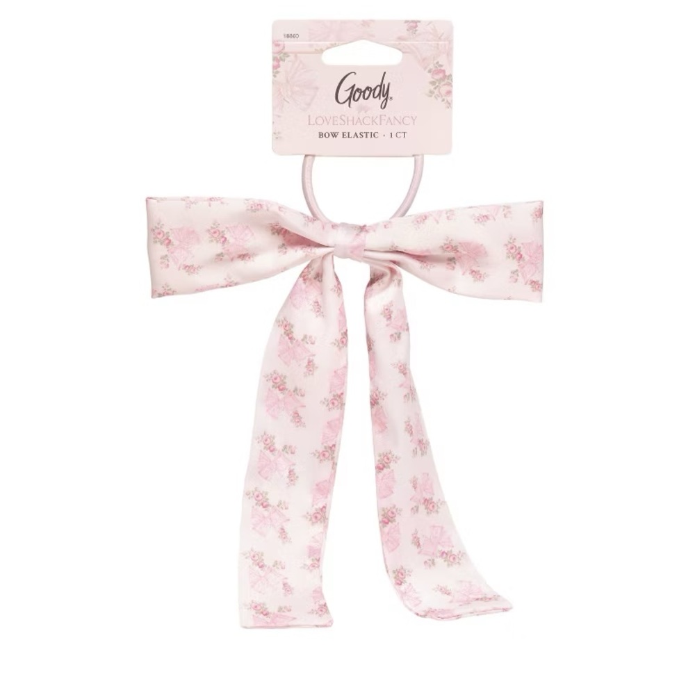 Goody Wet brush x LoveShackFancy Pink Floral Bow Hair Elastic